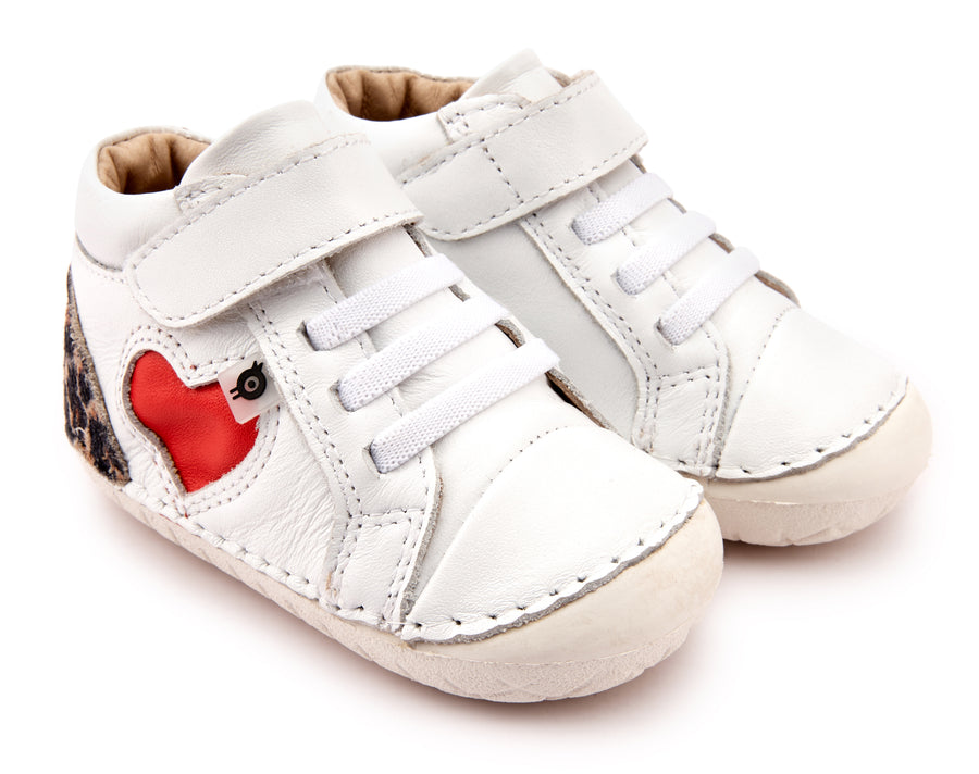 Old Soles Girl's 4074 Pave My Heart Hightop Sneakers - Snow/Kitten/Bright Red