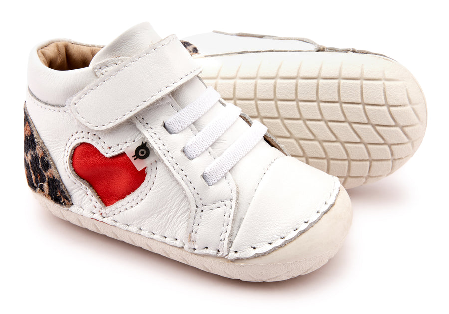 Old Soles Girl's 4074 Pave My Heart Hightop Sneakers - Snow/Kitten/Bright Red