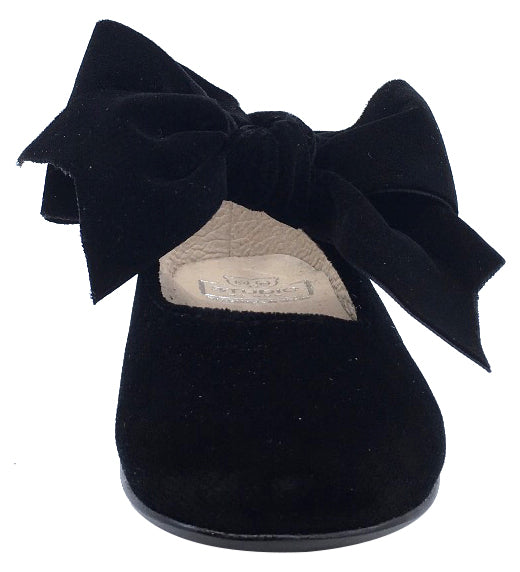 Hoo Shoes Girl's Velvet Mary Jane with Big Bow, Black