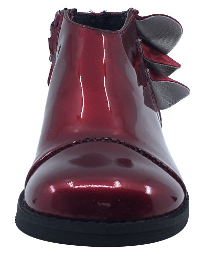 Luccini Girl's Ruffle Back Bootie, Burgundy Patent