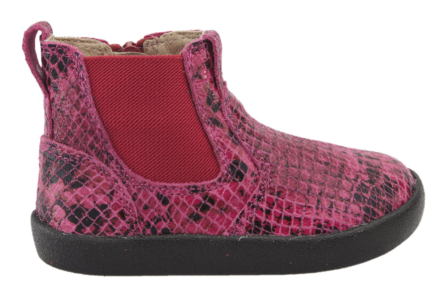 Old Soles Girl's 5064 Slip On High Top Ankle Boot Sneaker - Red Serp