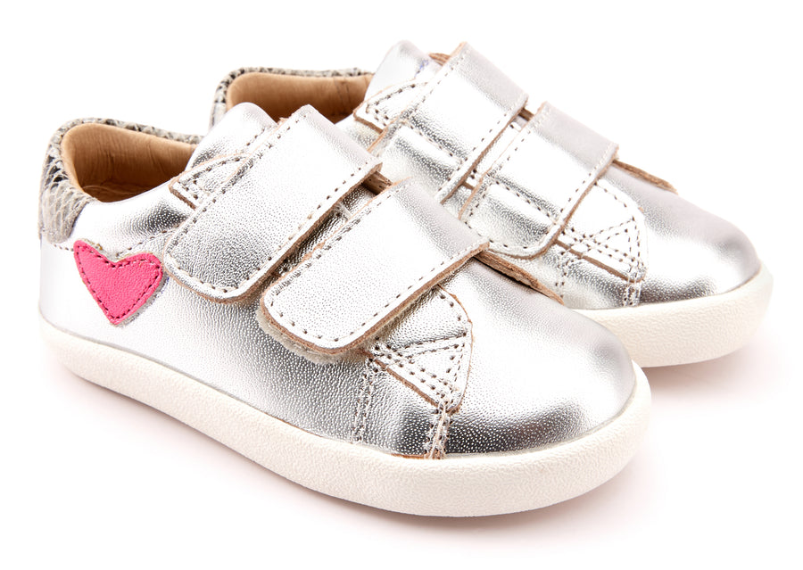 Old Soles Girl's 5067 The Beat Sneakers - Silver/Grey Serp/Fuchsia Foil