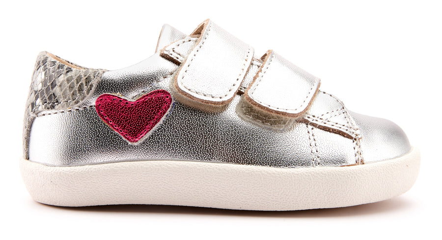 Old Soles Girl's 5067 The Beat Sneakers - Silver/Grey Serp/Fuchsia Foil