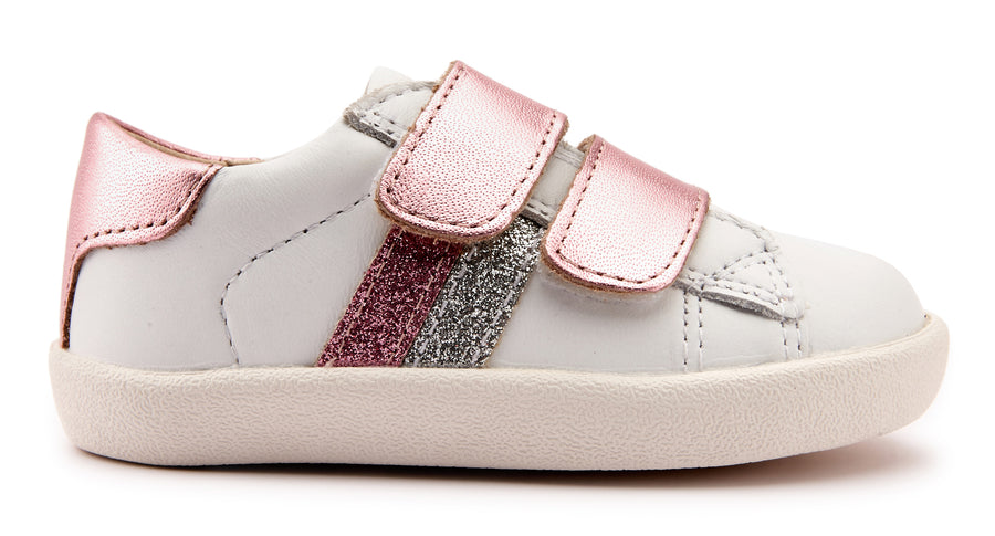 Old Soles Girl's 5068 Sport Glam Sneakers - Snow/Pink Frost/Glam Pink/Glam Argent