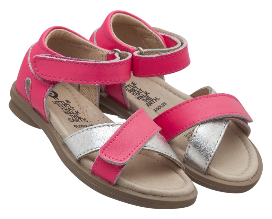 Old Soles Girl's Play Sandals, Neon Pink/Silver