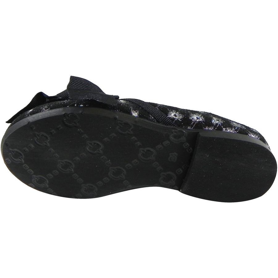 Papanatas by Eli Black Sparkle Suede with Bow Slip On Ballet Flats