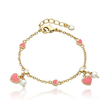 Little Miss Twin Stars Enamel Heart Dangle Bracelet