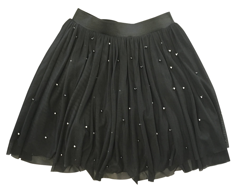 FUN & FUN Black Skirt Chiffon with Pearl Detail