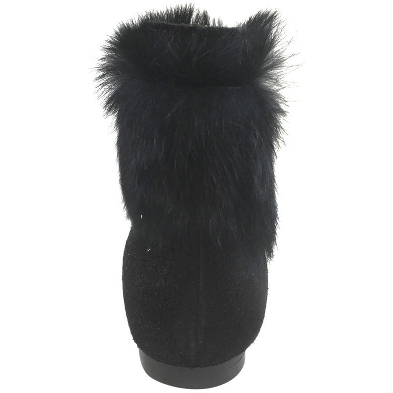 Hoo Shoes Chloe's Girl's Soft Fur Black Zip Up Ankle Bootie Shoe