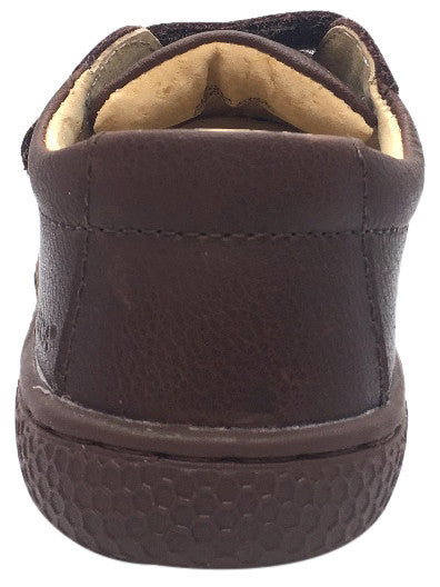 Livie & Luca Boy's Hayes Mocha Brown Natural Leather Sneaker Shoe with Double Hook and Loop Straps