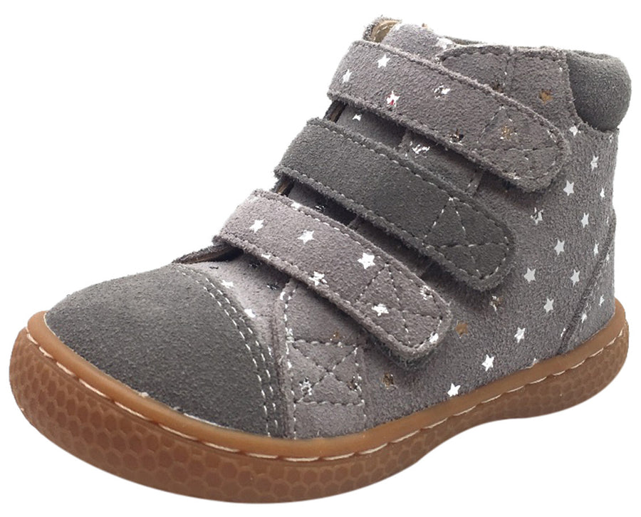 Livie & Luca Girl's Jamie Dusk Grey Starry Suede Triple Hook and Loop High Top Sneakers