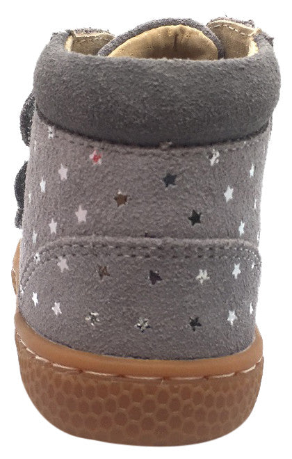 Livie & Luca Girl's Jamie Dusk Grey Starry Suede Triple Hook and Loop High Top Sneakers