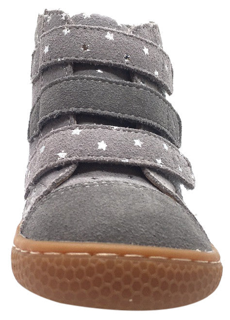 Livie & Luca Girl's Jamie Dusk Grey Starry Suede Triple Hook and Loop High Top Sneakers