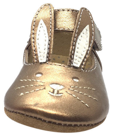 Livie & Luca Girl's Molly Copper Metallic Leather Hook and Loop Mary Jane Shoe