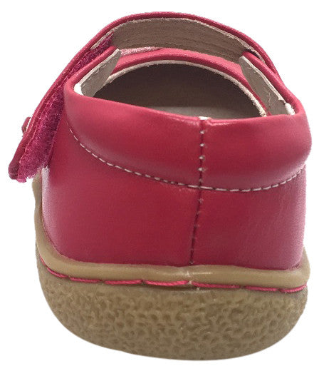 Livie & Luca Girl's Pio Pio Hot Pink Natural Leather Shimmer Dove Hook and Loop Mary Jane Shoes