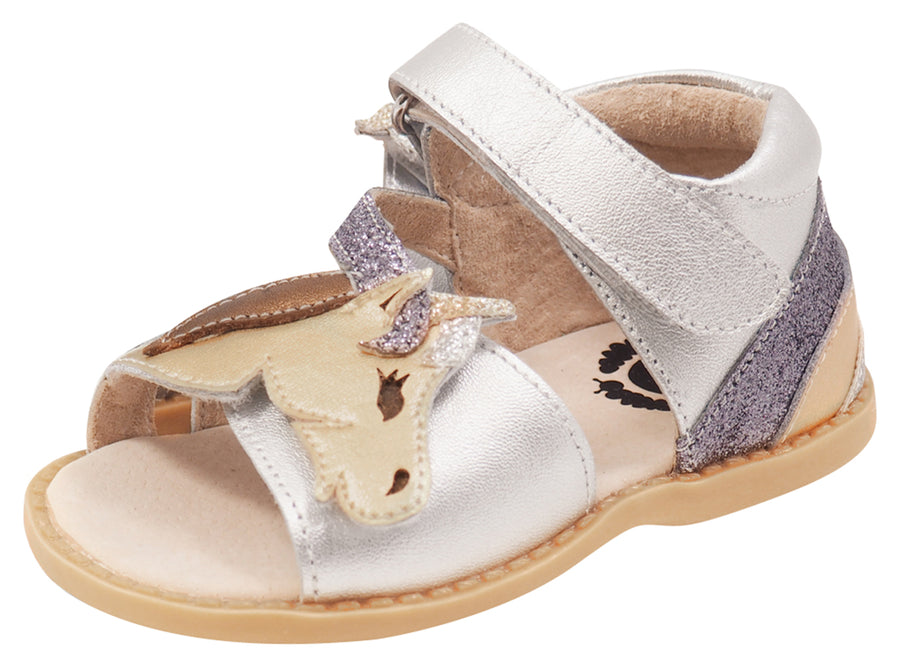 Livie & Luca Girl's Unicorn Sandals, Silver Metallic