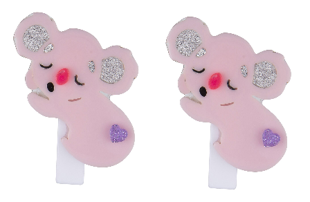 Lilies & Roses NY Alligator Clip Sleeping Koala Pink Pair