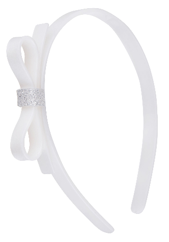 Lilies & Roses NY Thin Bow Satin White Headband