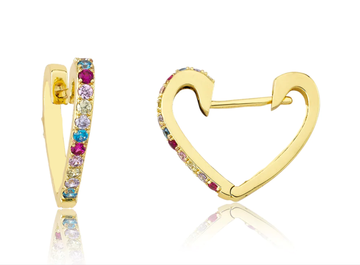 Little Miss Twin Stars  Classic Heart Huggy Earrings, Multi Color