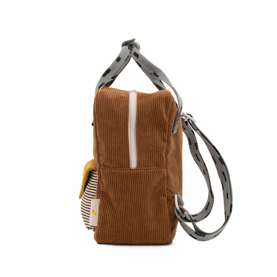 Sticky Lemon Corduroy Collection Envelope Small Backpack, Walnut Brown/Mari Gold/Steel Blue