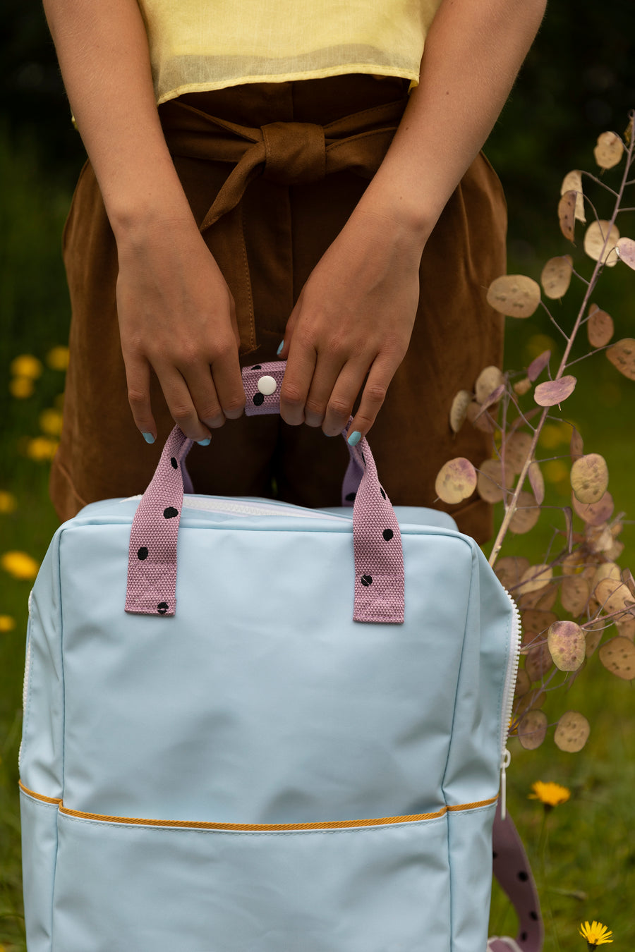 Sticky Lemon Freckles Collection Large Backpack, Sky Blue/Pirate Purple/Caramel Fudge