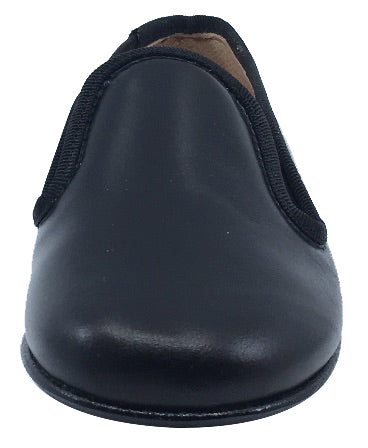 Hoo Shoes Boy's and Girl's Smoking Loafer, Black Leather