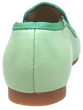 Luccini Girl's Mint Aqua Leather Perforated Detail Slip On Loafer Flats