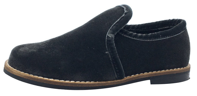 Luccini Boy's and Girl's Slip-On Loafer (Dark Grey Velvet)