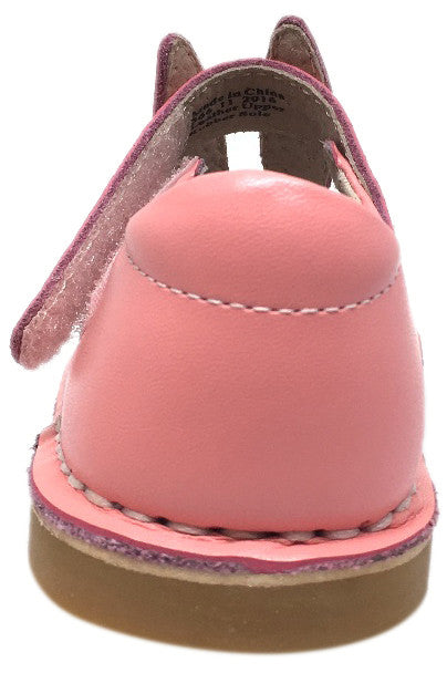 Livie & Luca Girl's Molly Light Pink Smooth Leather Bunny Mary Jane Shoe with Hook and Loop Strap