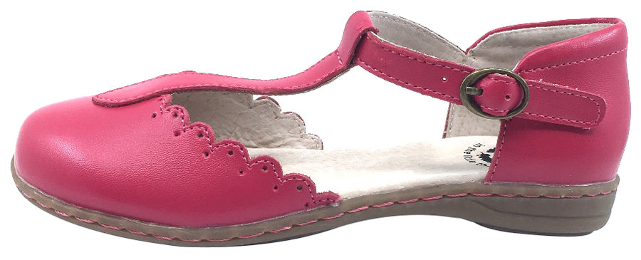 Livie & Luca Girl's Fresca Hot Pink with Scalloped Edge Trim Mary Jane Sandal Flat