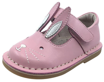 Livie & Luca Girl's Molly Bunny Ear Soft Pink Shimmer Smooth Leather Mary Jane Flat Shoes