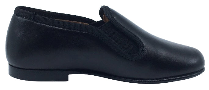 Hoo Shoes Boy's and Girl's Smoking Loafer, Black Leather