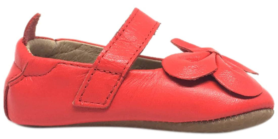 Old Soles Girl's Bright Red Leather Gab Bow Hook and Loop Mary Jane Crib Walker Baby Shoe