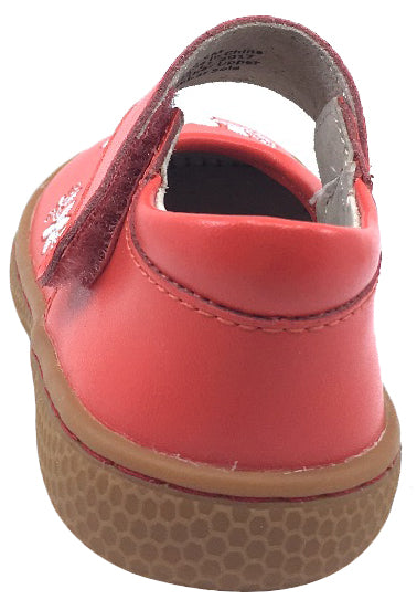 Livie & Luca Girl's Frida Bright Pink Leather with Floral Embroidery Mary Jane Flat Shoes