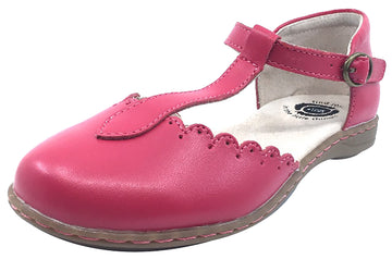 Livie & Luca Girl's Fresca Hot Pink with Scalloped Edge Trim Mary Jane Sandal Flat